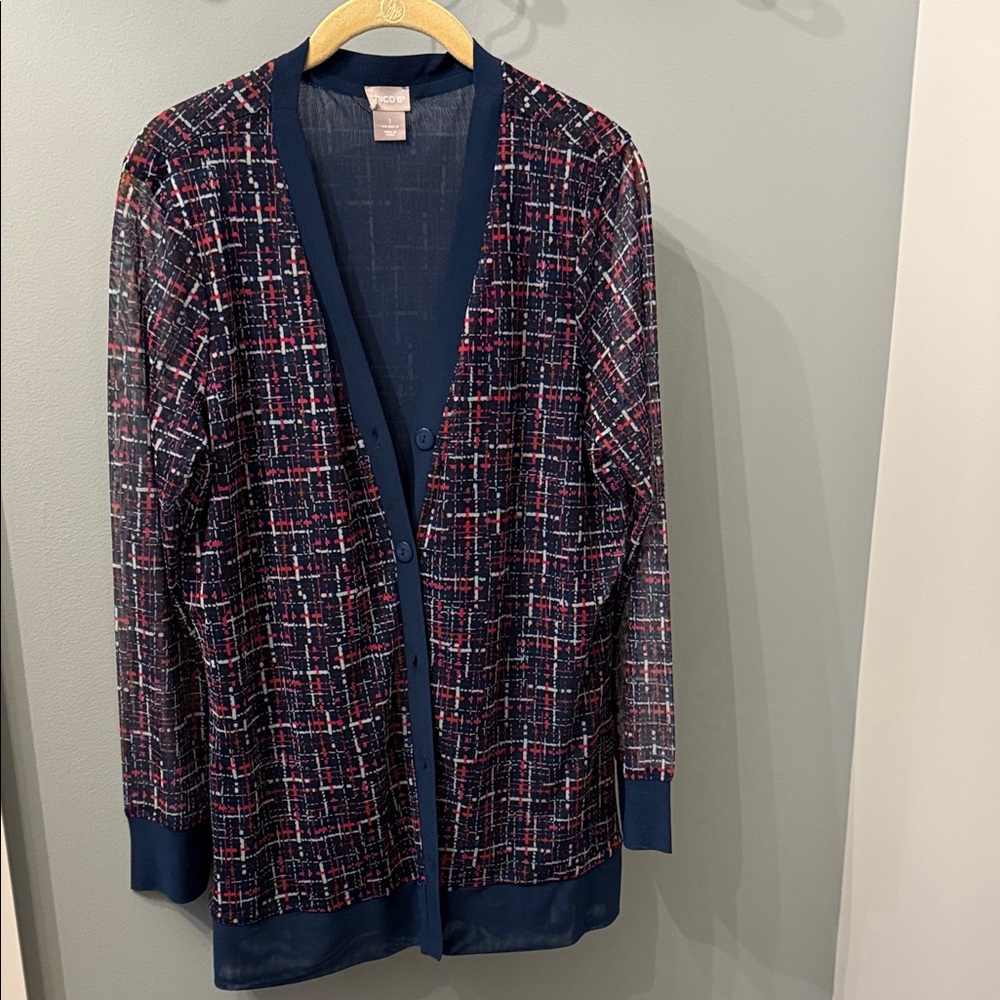 Chico's Multicolor Plaid Cardigan